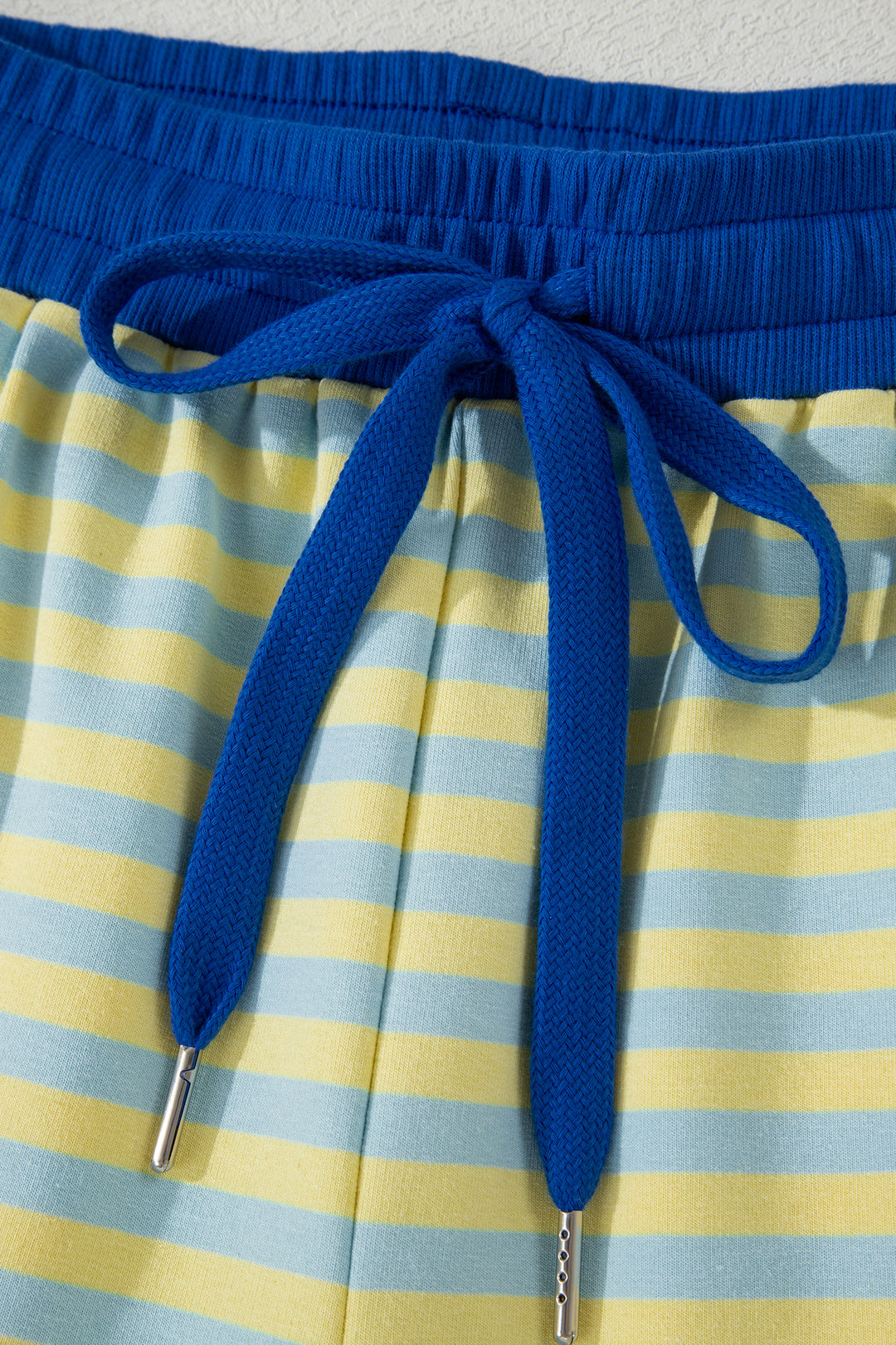 Stripe Drop Shoulder Boxy Casual Terry Short Set