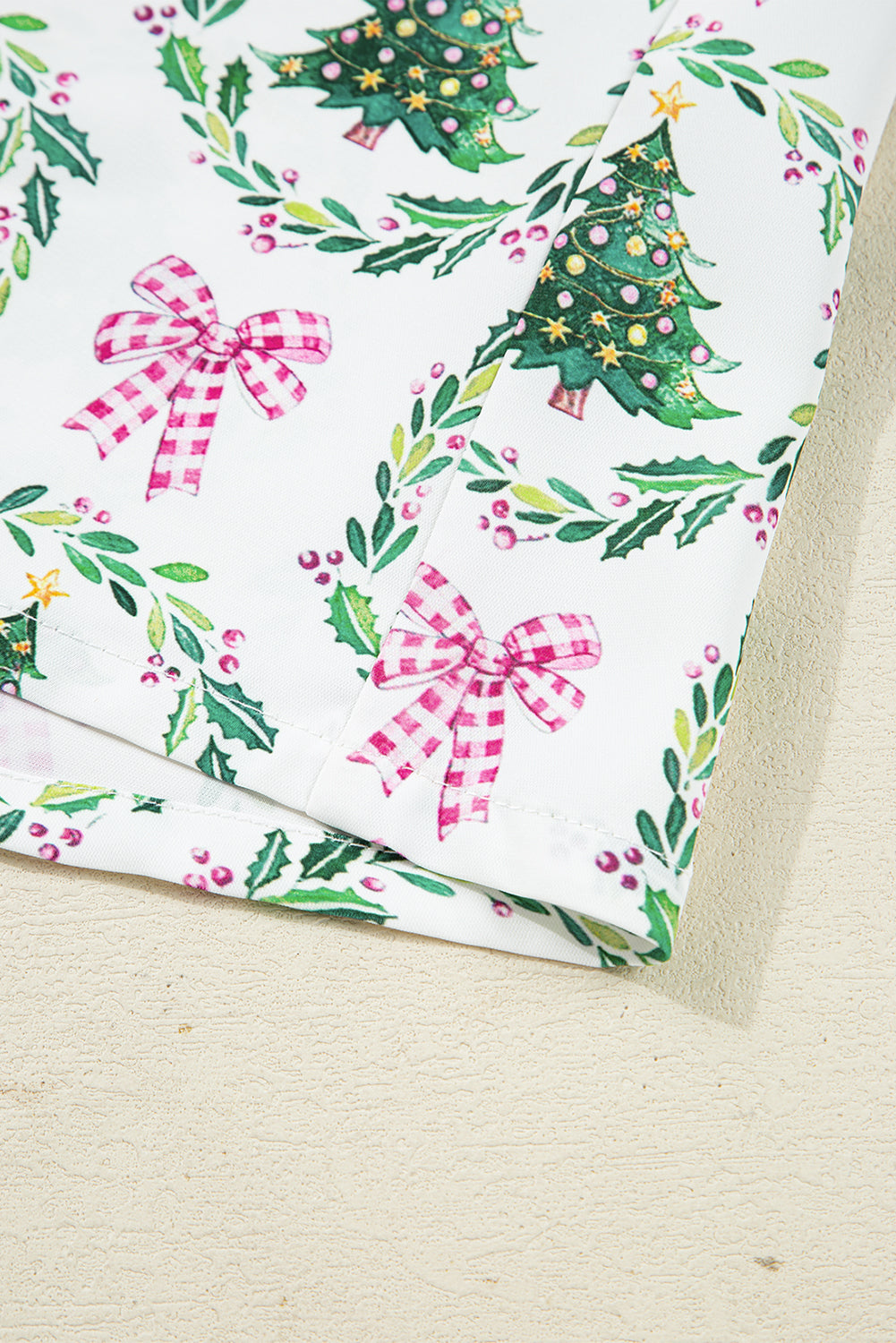 Green Christmas Fashion Print Pajama 2pcs Short Set