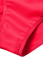 a close up of a red bikini bottom