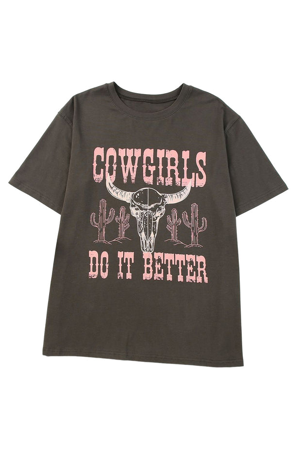 a t - shirt with a cowgirl's do it better design on the