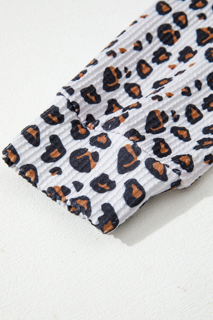 Leopard Patched Twisted Ribbed Western Casual Shacket