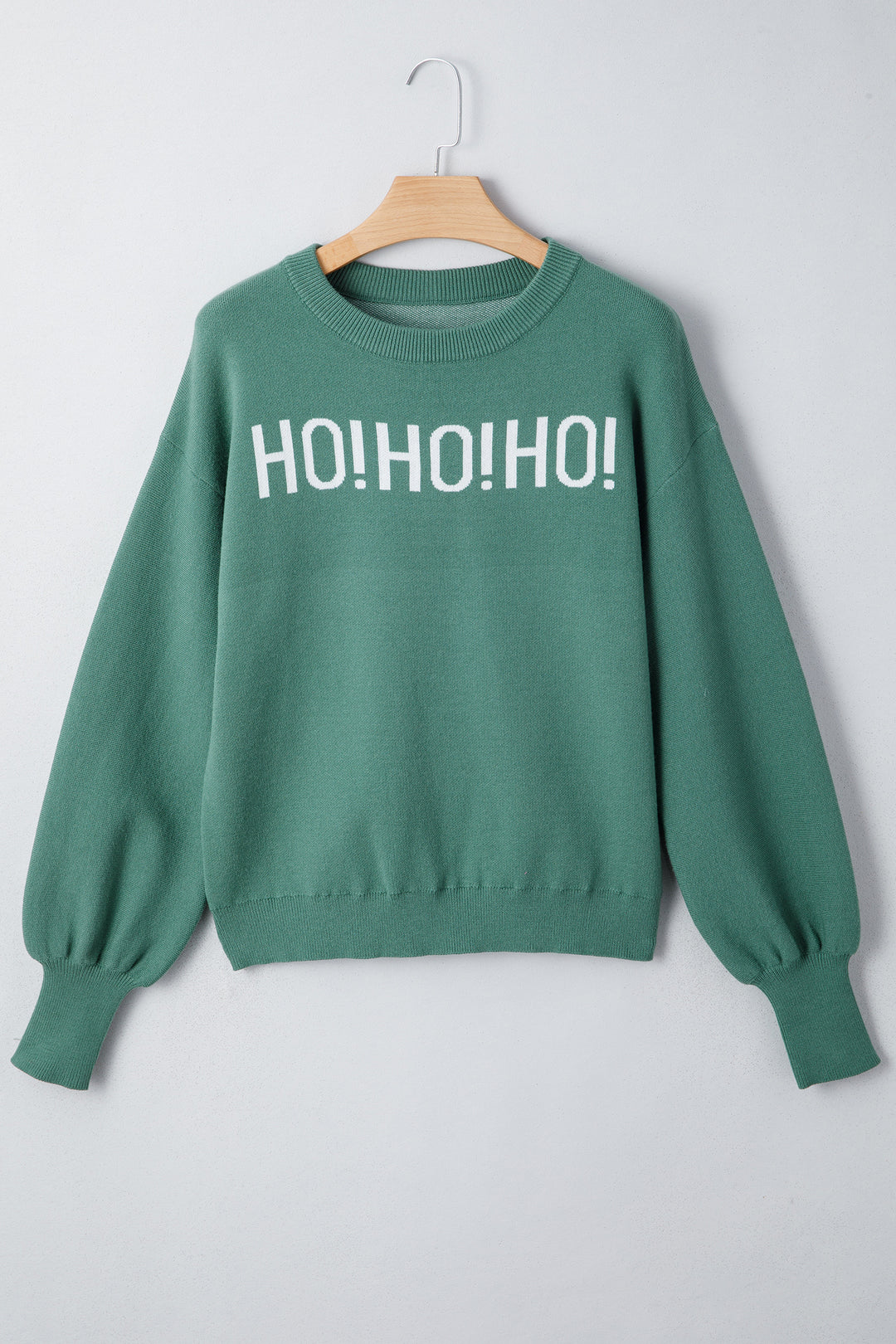 Blackish Green HO HO HO MERRY CHRISTMAS Drop Shoulder Loose Sweater