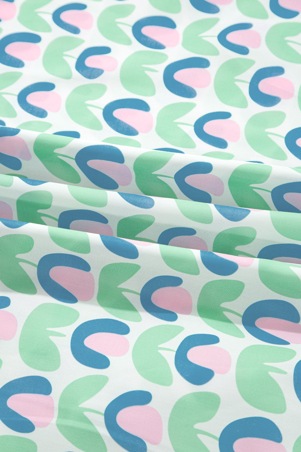 Green Floral Print Notched Neck Scalloped Detail Long Sleeve Mini Dress