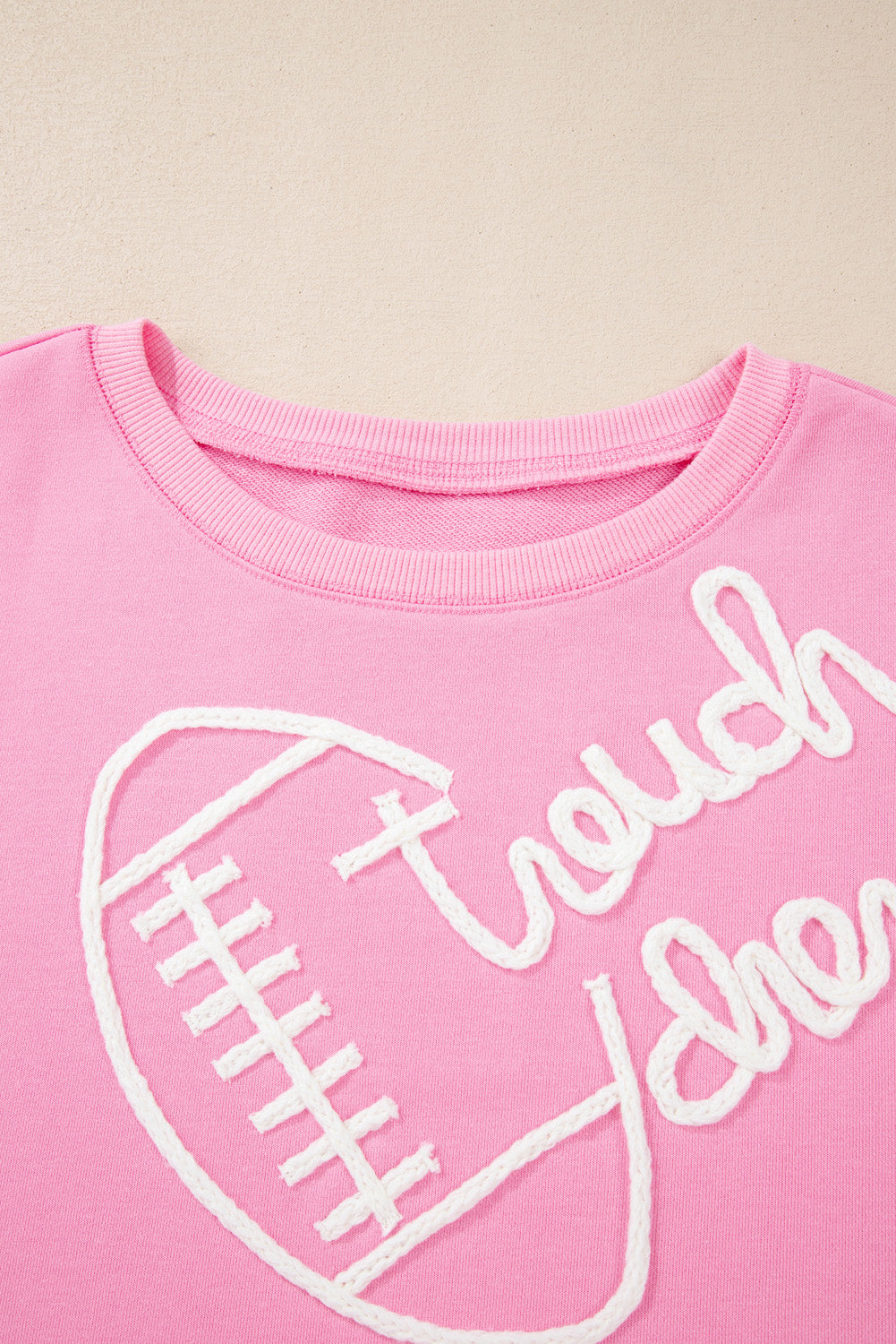 Pink Touch Down Football Embroidered Plus Size Sweatshirt