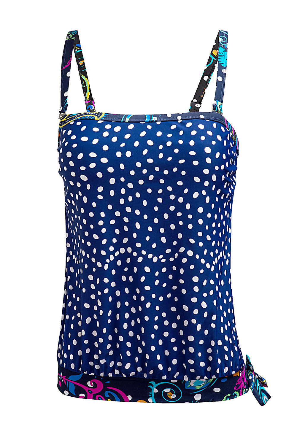 Blue Mixed Print Straps Tankini Swimsuit