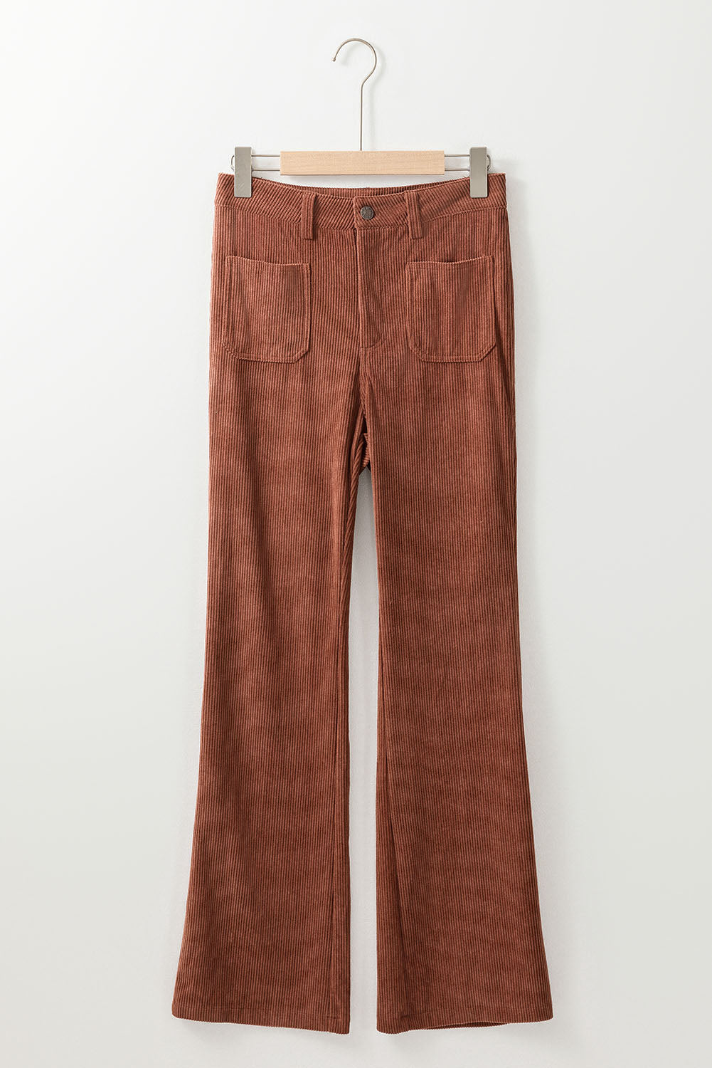 High Waist Square Pockets Corduroy Pants