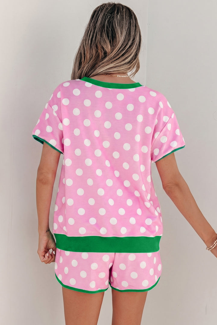 Polka Dot Contrast Edge Casual Short Set