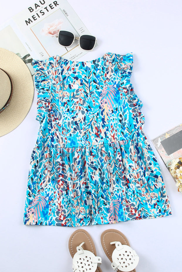 a dress, hat, sunglasses, and a pair of sandals on a white surface