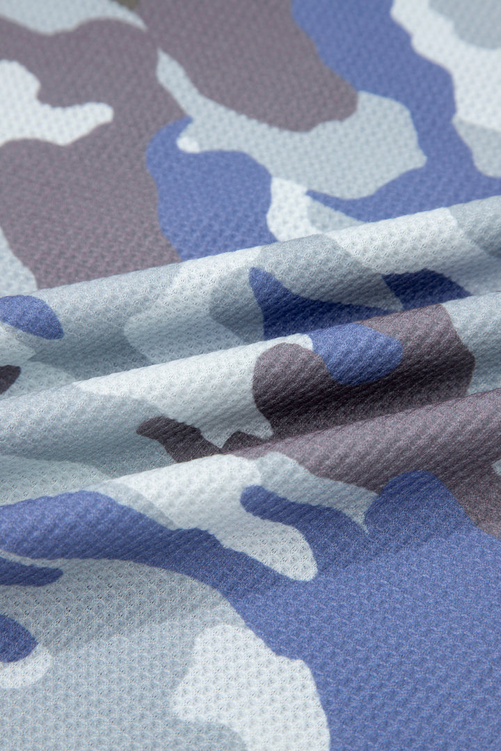 Gray Plus Size Camouflage Print Textured Casual Tee