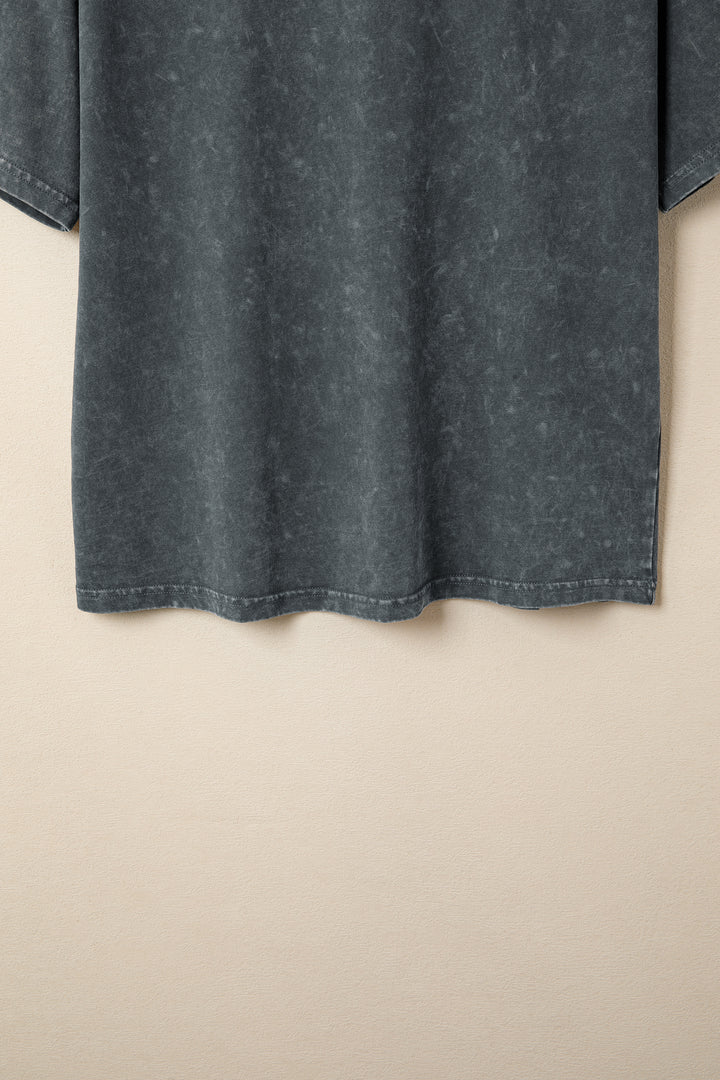 Solid Color Cotton Mineral Washed Oversize Tee