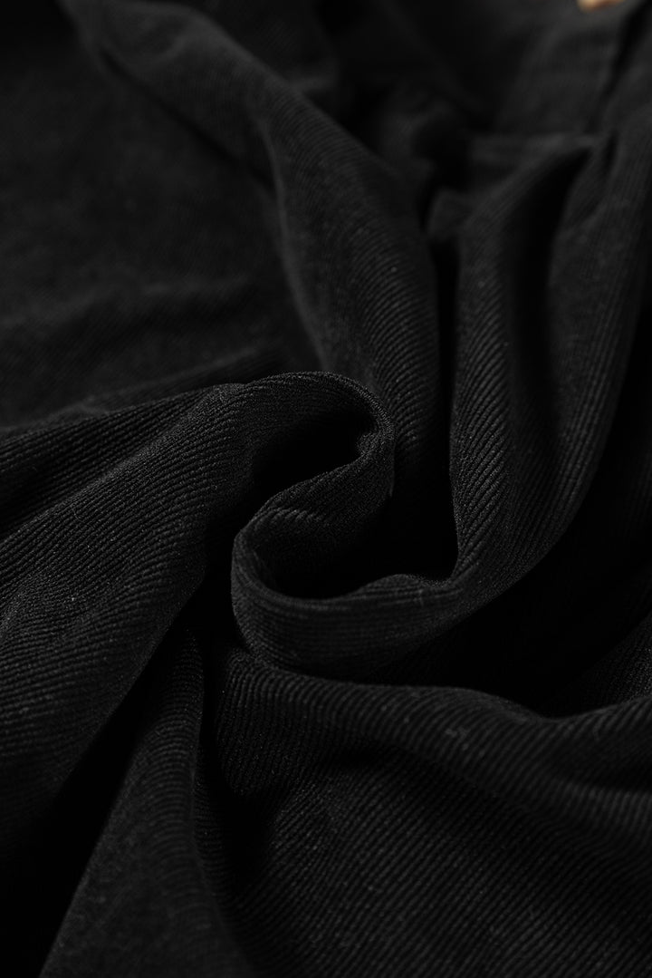 Corduroy Half Button Collared Long Sleeve Mini Dress