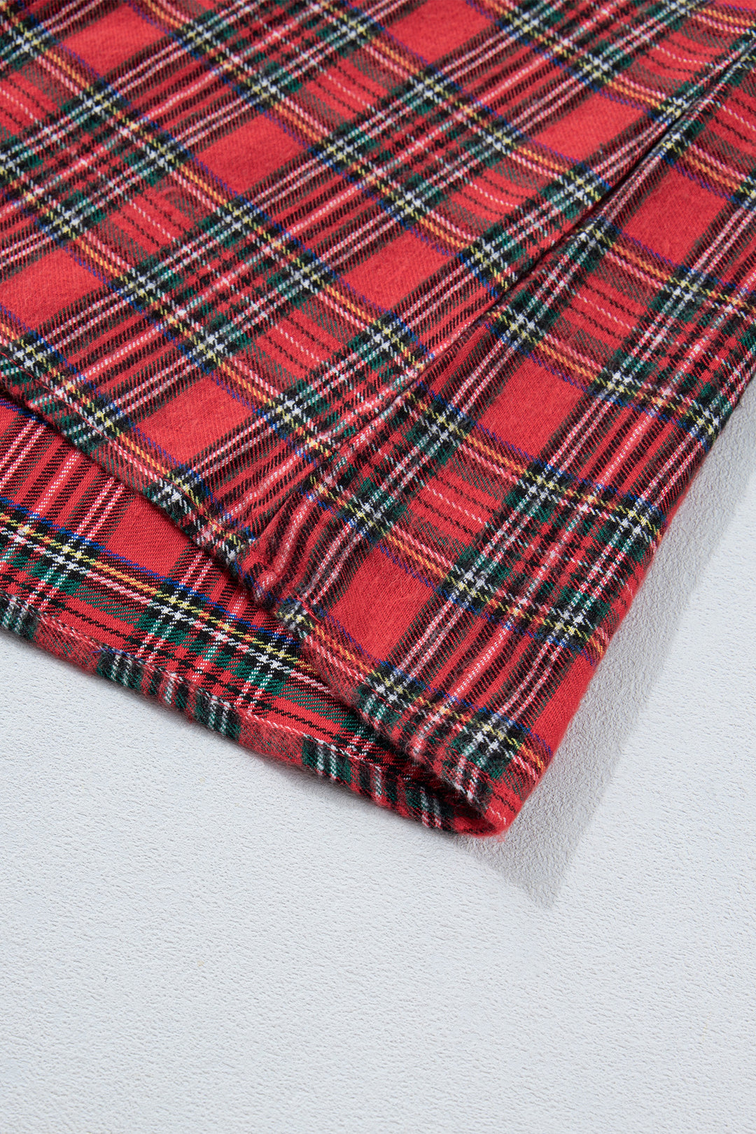Red Plaid Square Collar Lace Trim Short Sleeve Shift Mini Dress