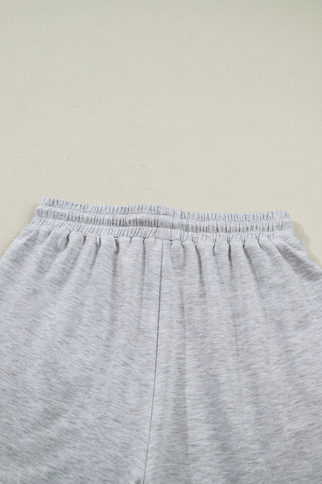 Light Grey Collared V Neck Tee Drawstring Elastic Waist Shorts 2pcs Outfit