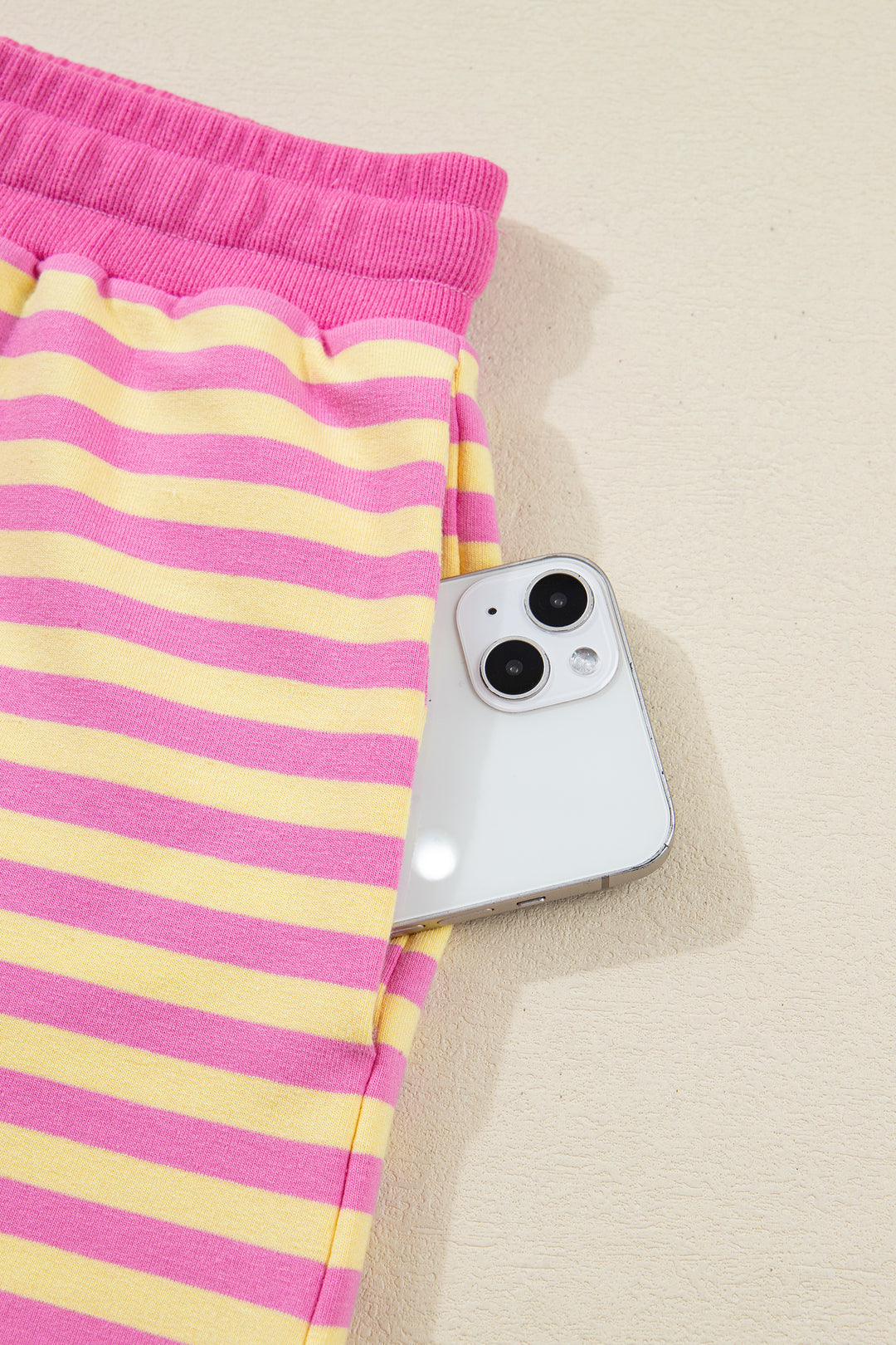 Stripe Drop Shoulder Boxy Casual Terry Short Set