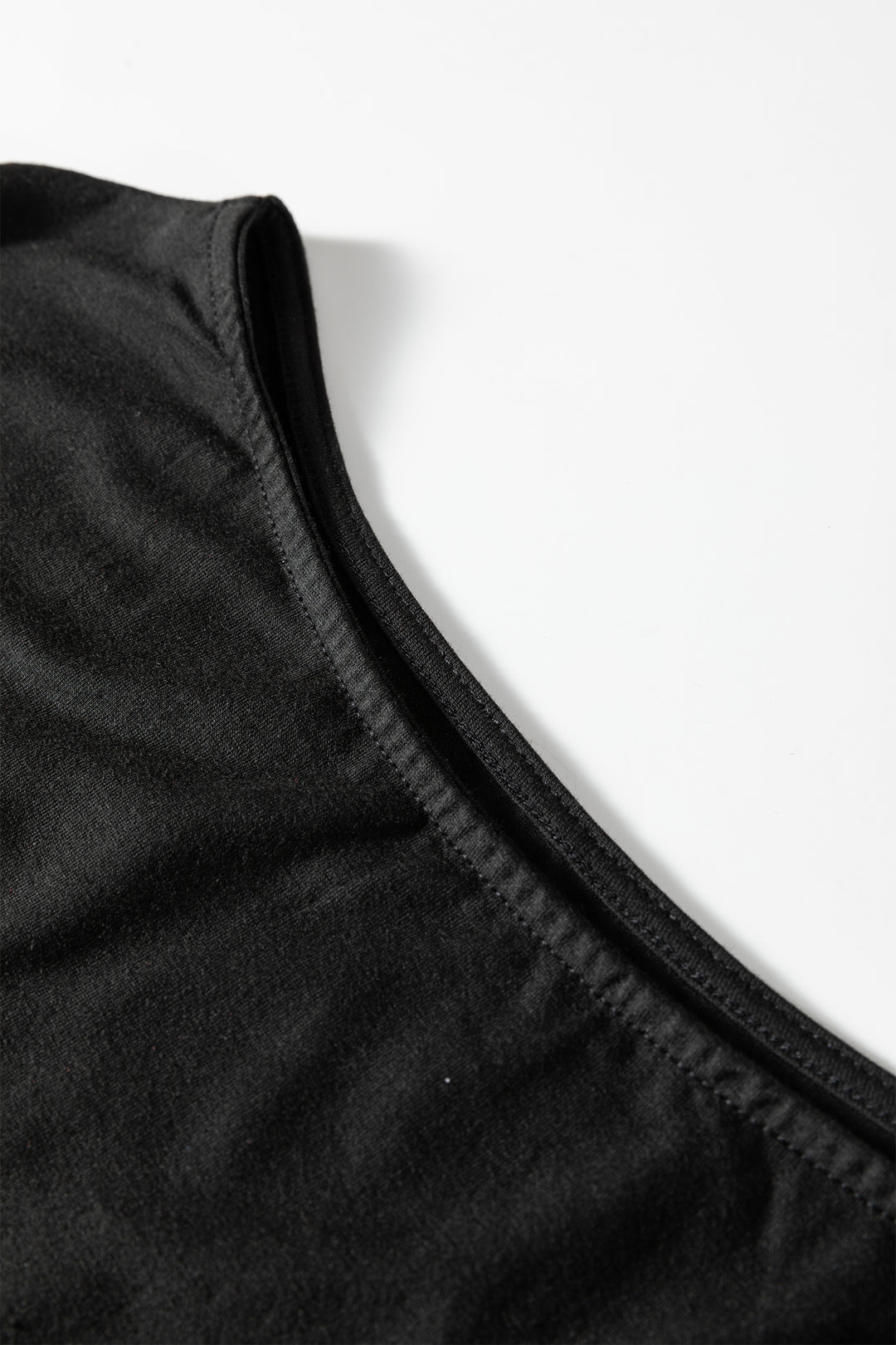 Black Plus Size Solid Color Asymmetric Neck Short Sleeve Blouse