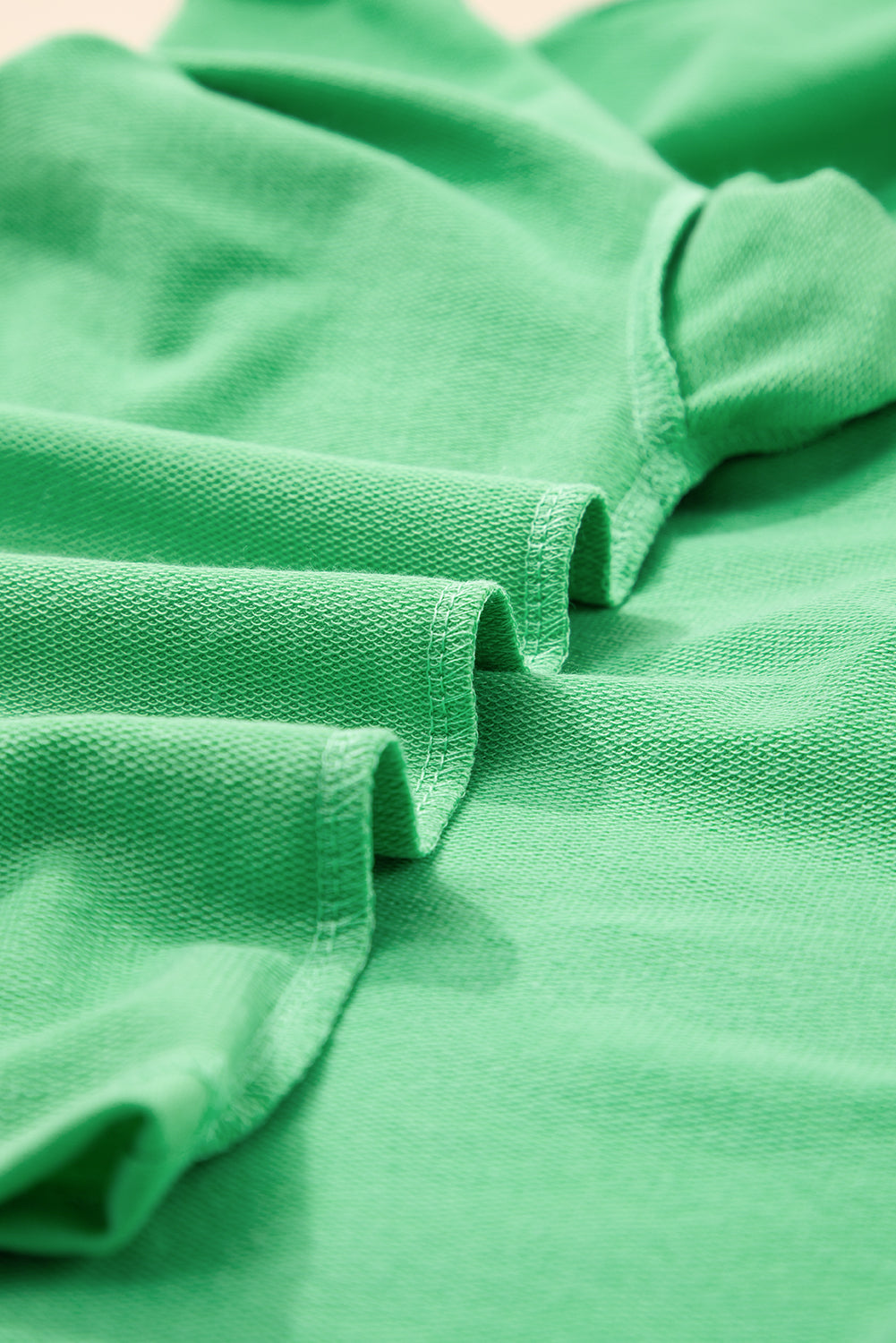 Mint Green V Neck Drop Shoulder Tee and Patchwork Drawstring Shorts Set