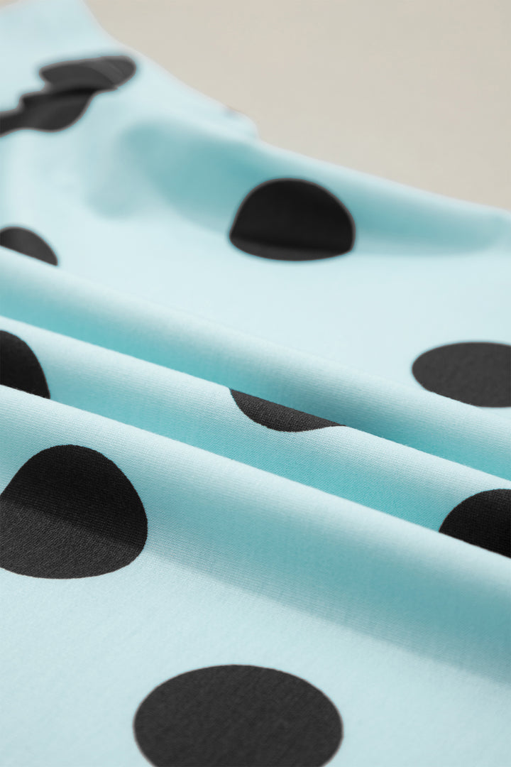 Polka Dot Short Sleeve Top Casual Skort 2pcs Outfit