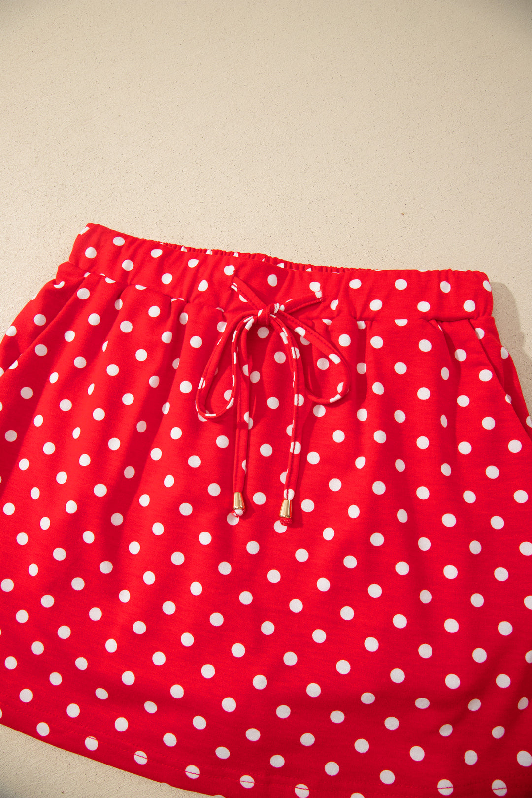 Polka Dot Drawstring Casual Mini Skort