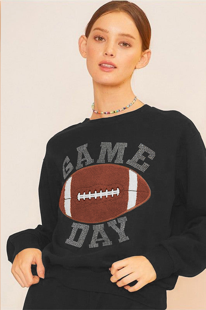 Black GAME DAY Football Graphic Pullover and Shorts Casual Outfit