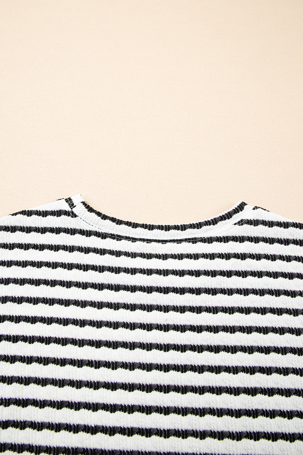 Stripe Knitted Short Sleeve Top and Drawstring Shorts Set