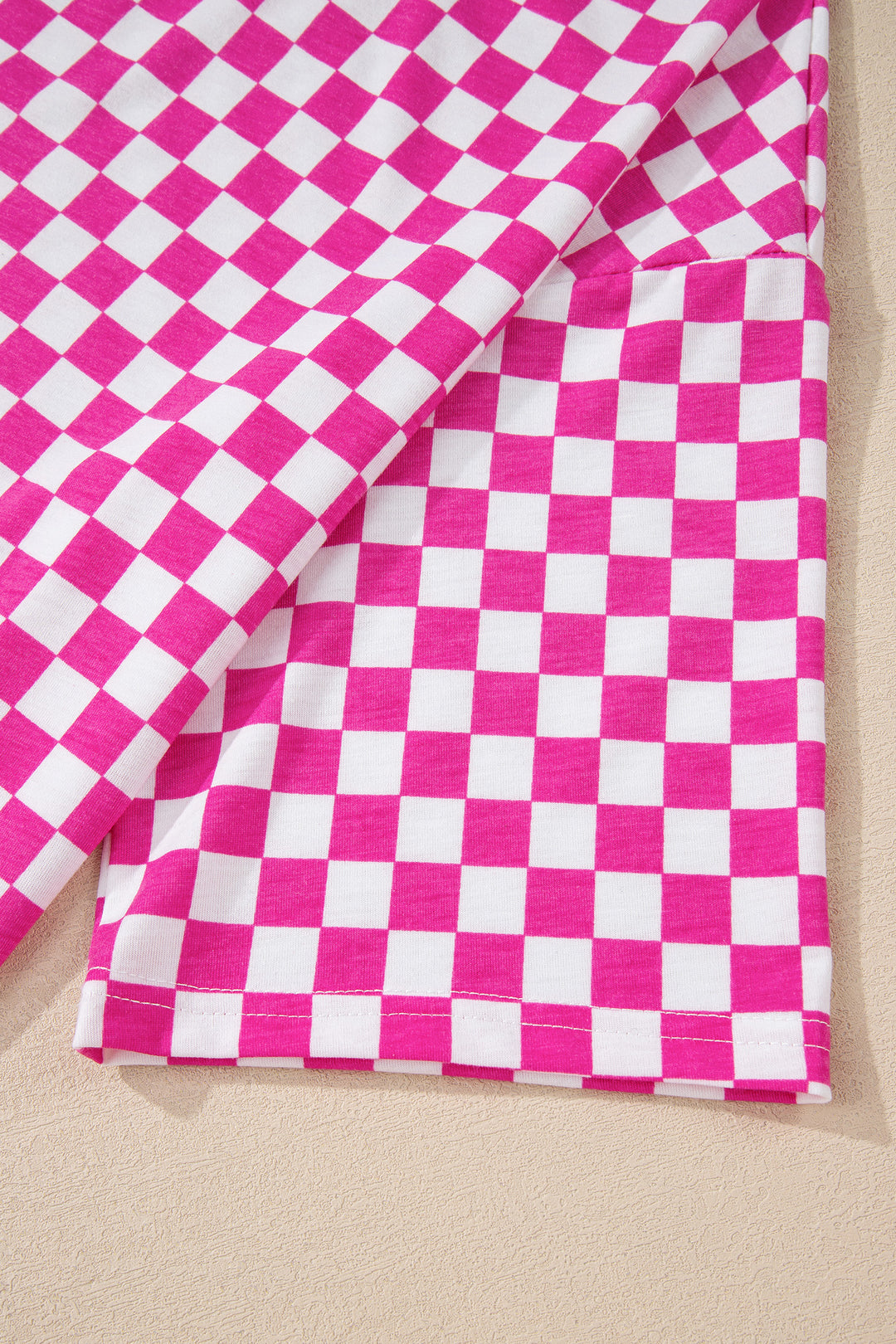 Checkered Print Half Sleeve Tee 2pcs Lounge Pant Set