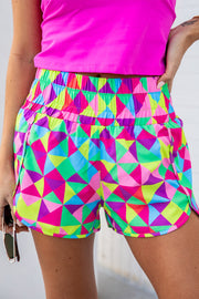 Pink Leopard High Waisted Athletic Shorts - Multicolor-2 / 2XL / 100%Polyester