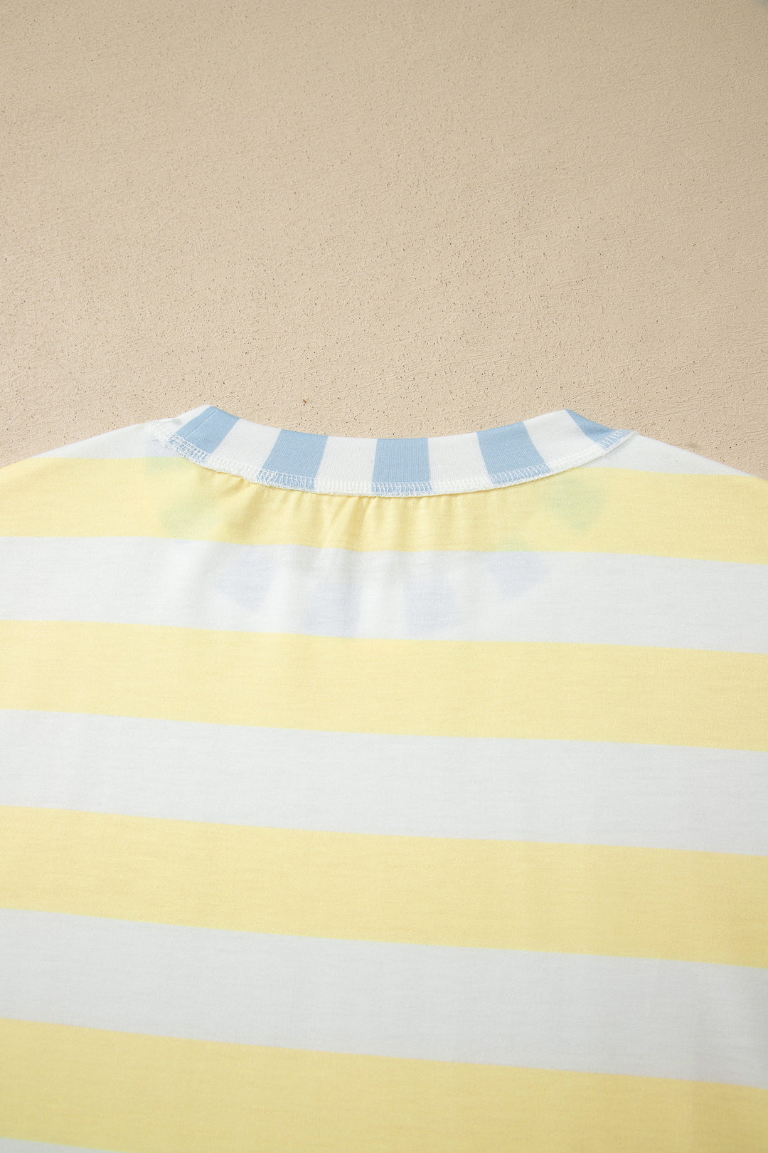 Stripe Exposed Seam Contrast Patchwork Oversized Top