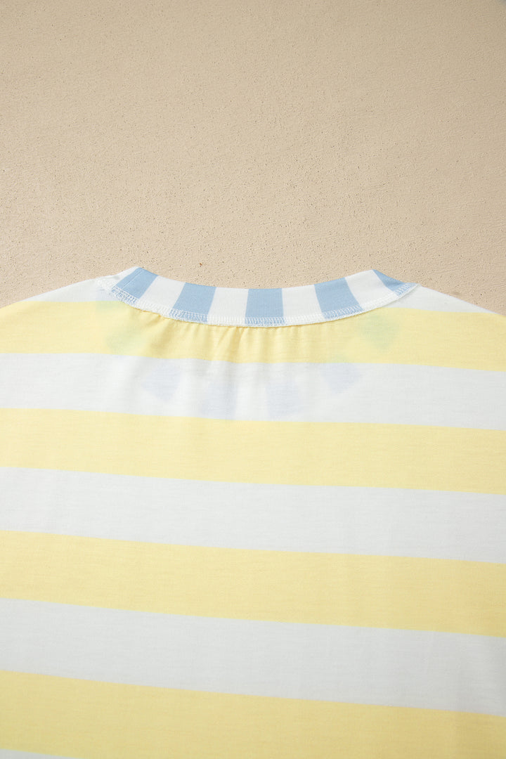Stripe Exposed Seam Contrast Patchwork Oversized Top