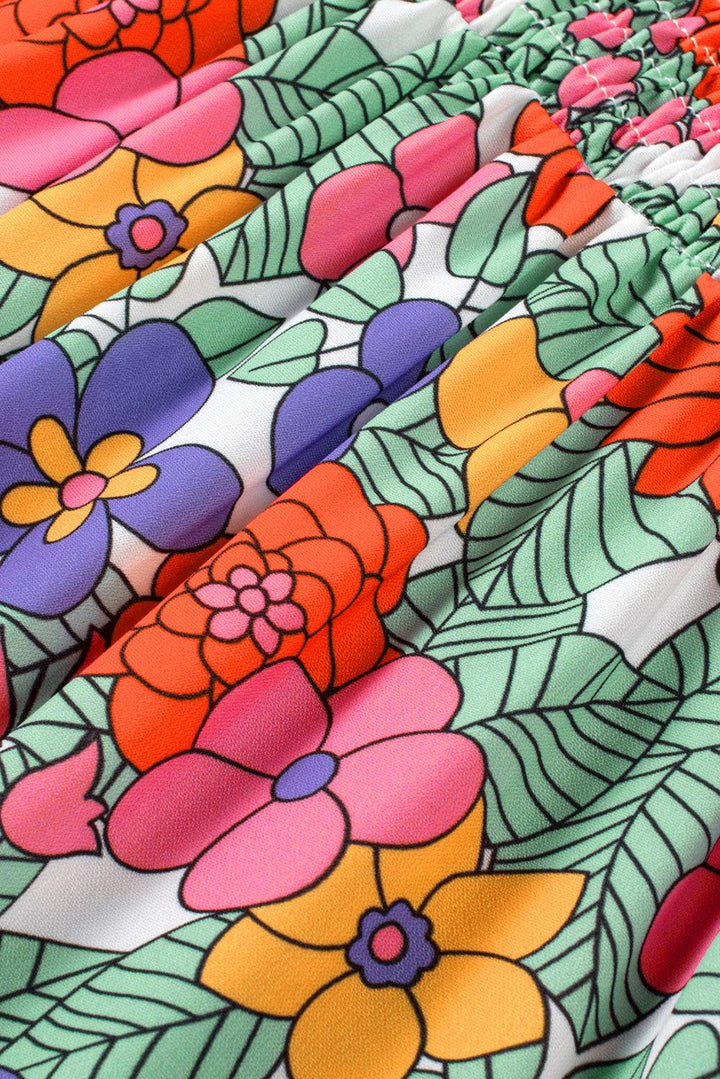 a close up of a colorful floral print fabric