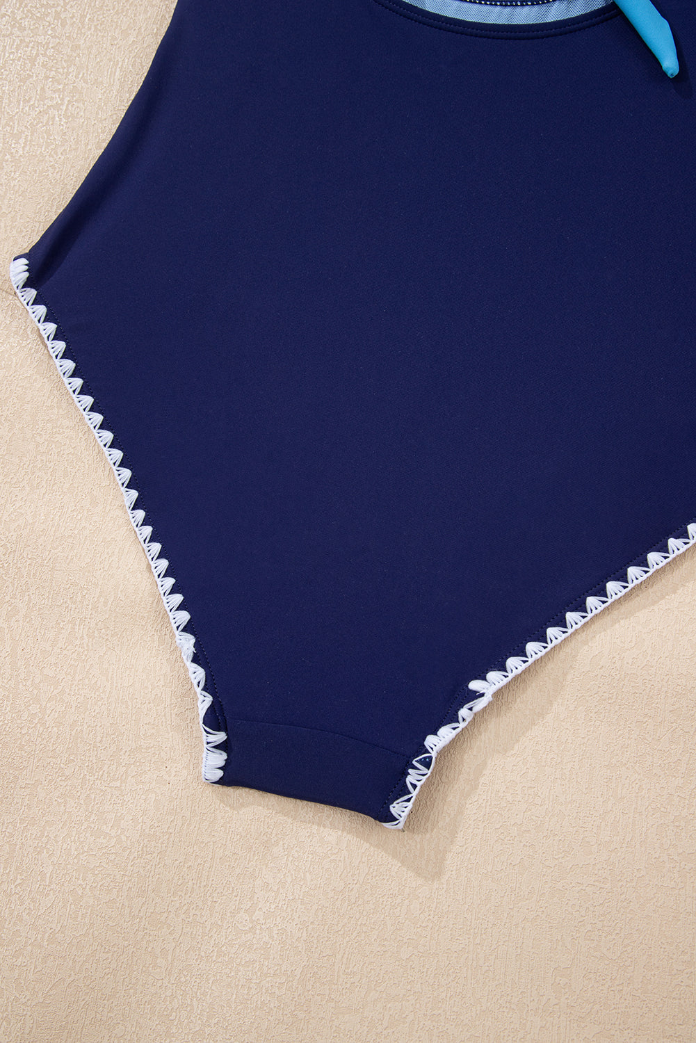 Black Ric Rac Trim Contrasted Patchwork Cutout One Piece Swimsuit