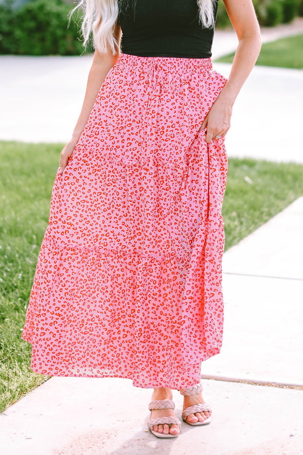 Pink Leopard Print Sleeveless Mini Dress with Waist Tie - Pink / 2XL / 100%Polyester