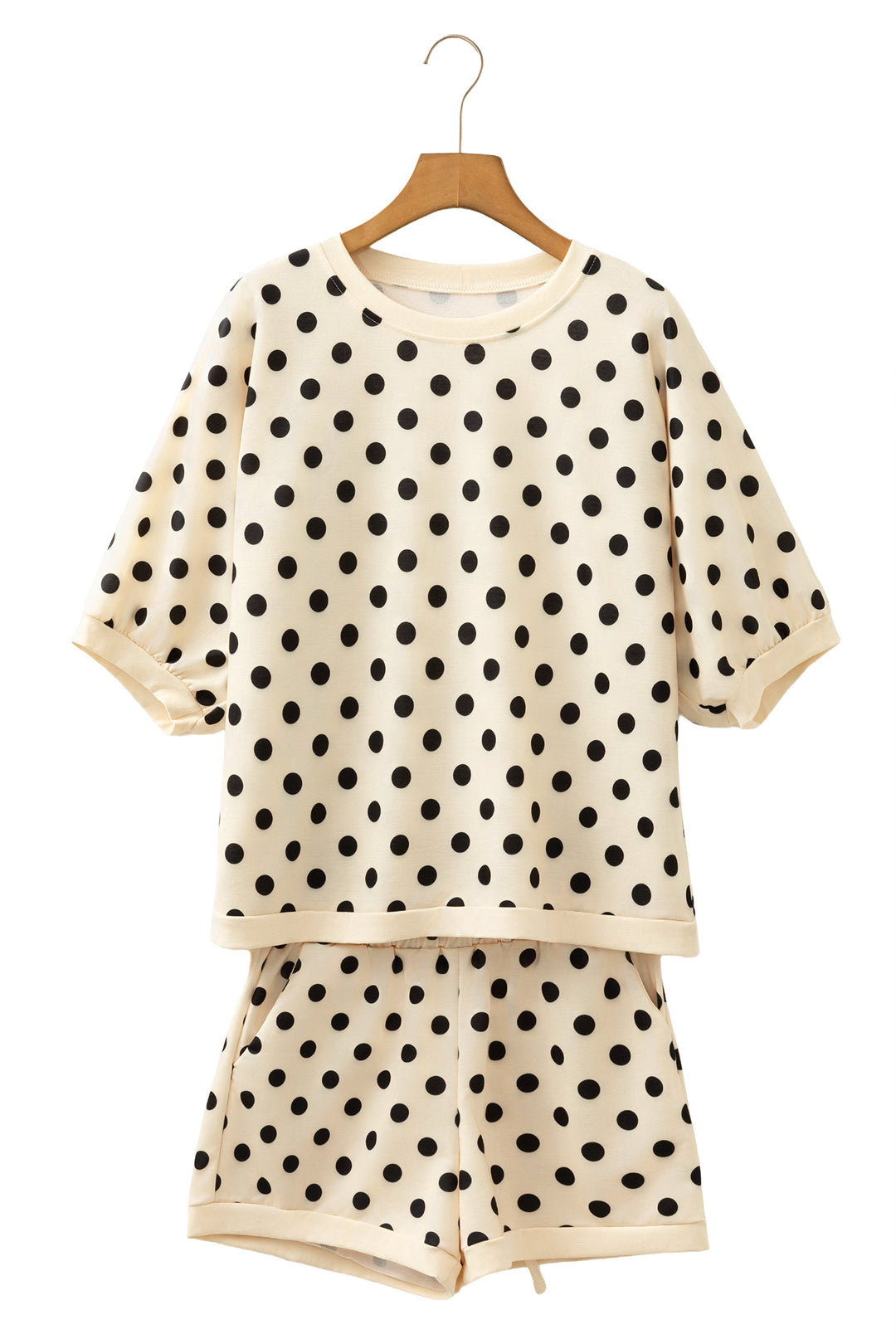 Polka Dot Oversized Top Drawstring Short Set