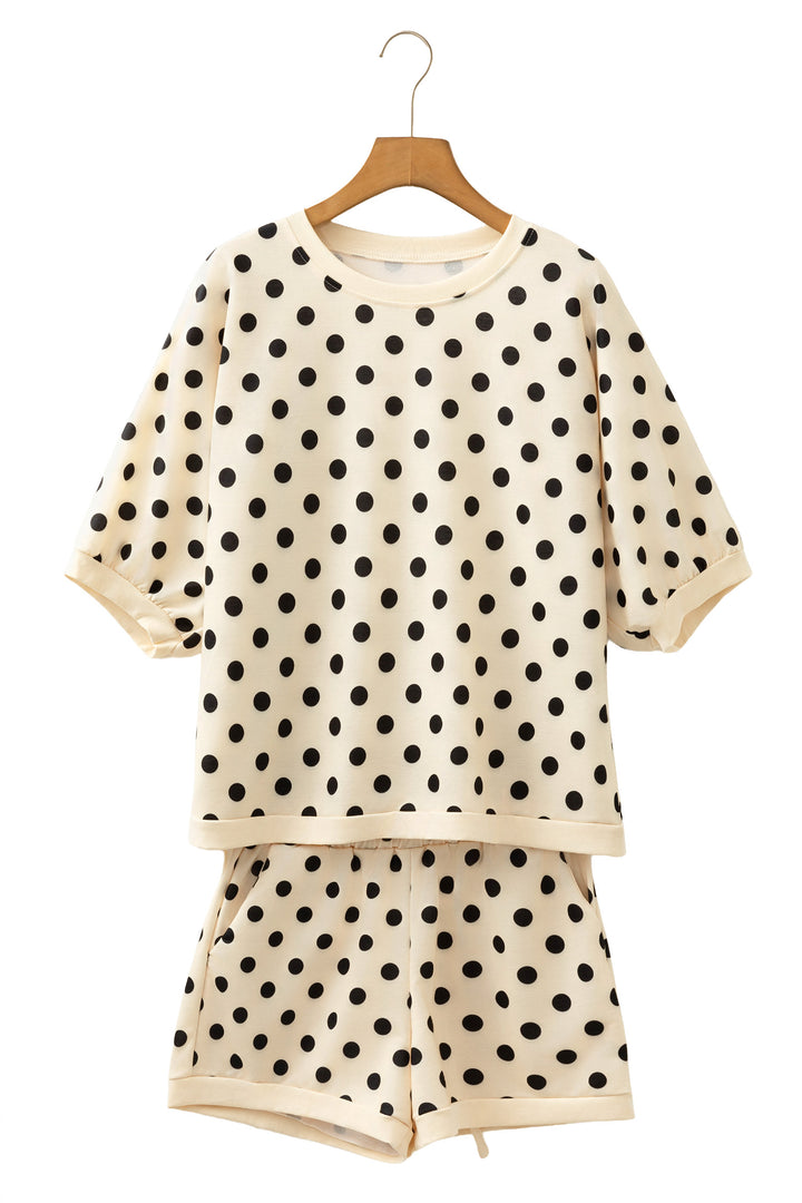 Polka Dot Oversized Top Drawstring Short Set