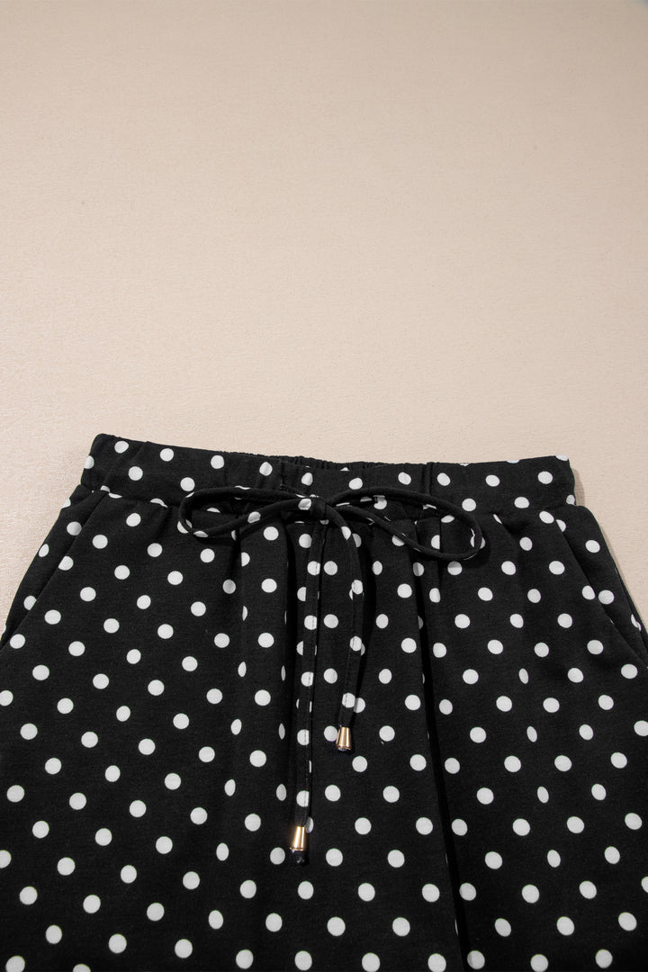 Polka Dot Drawstring Casual Mini Skort