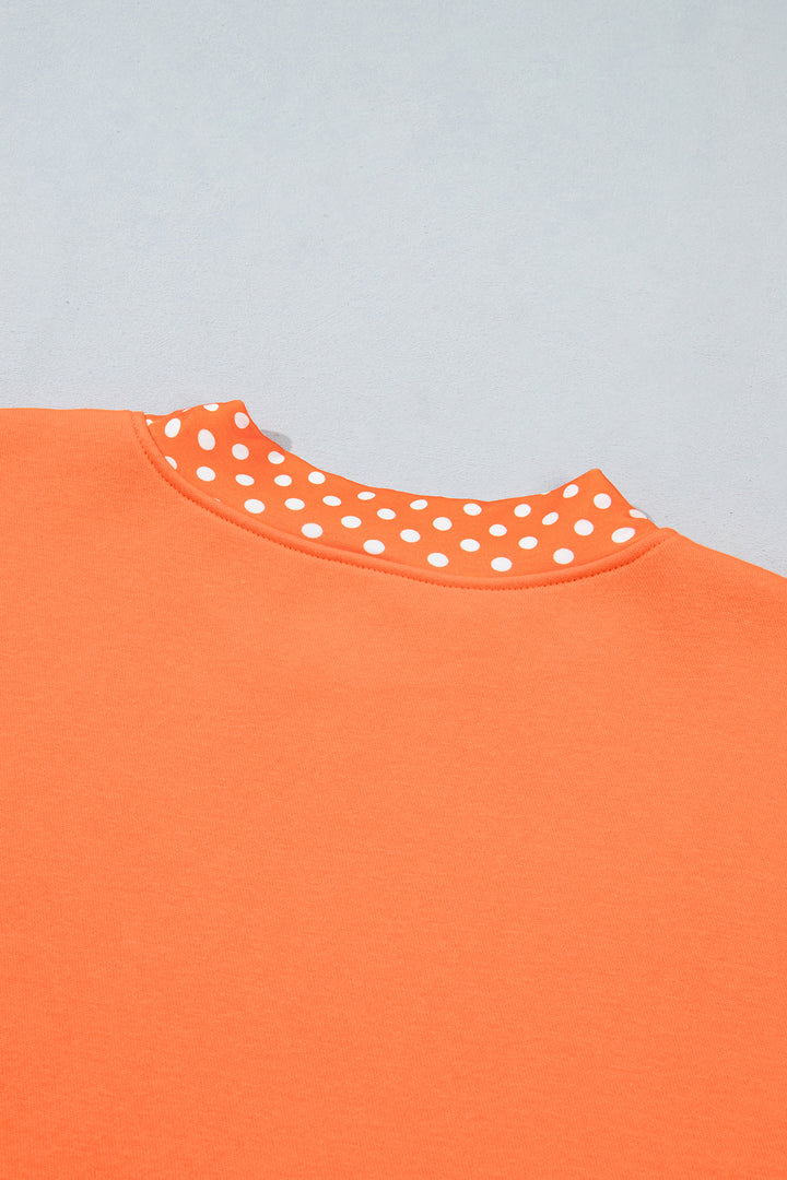 Colorblock Polka Dot Contrast Trim Oversized Sweatshirt