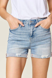 Judy Blue Full Size High Waist Rolled Denim Shorts -