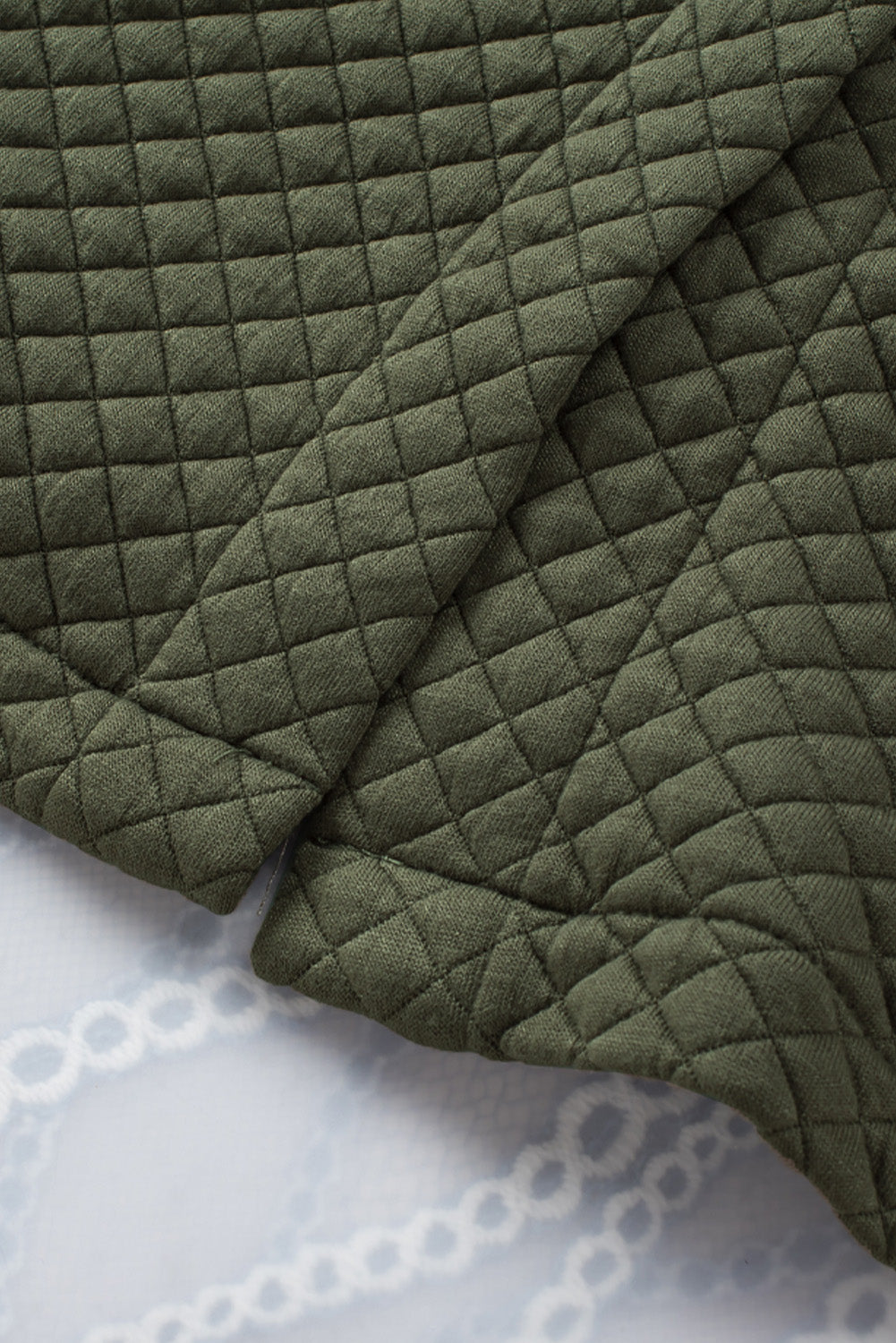 Green Color Block Patchwork Flap Pocket Quilted Shacket -