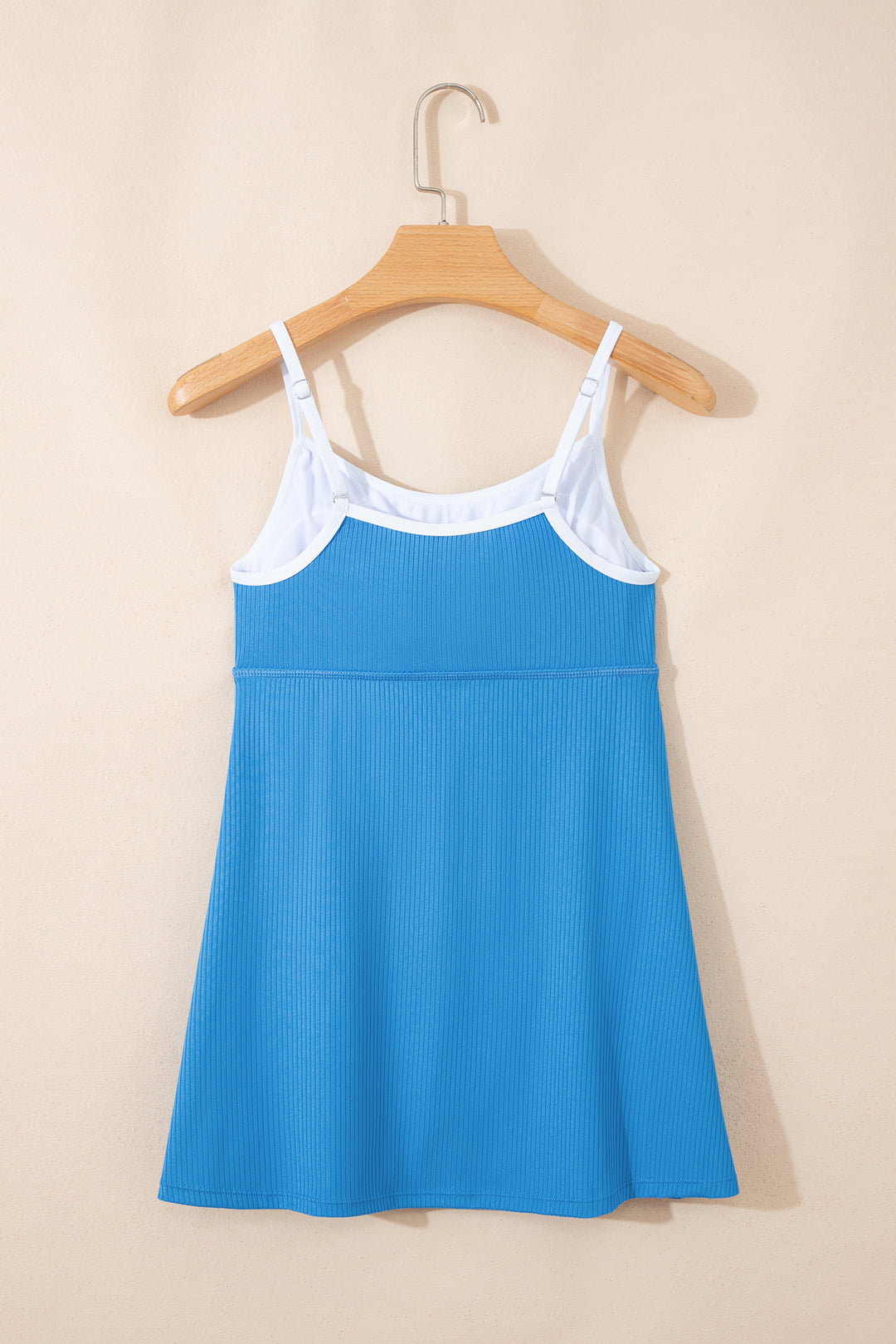 Color Block Edge Ribbed Pocketed Lined Swim Dress