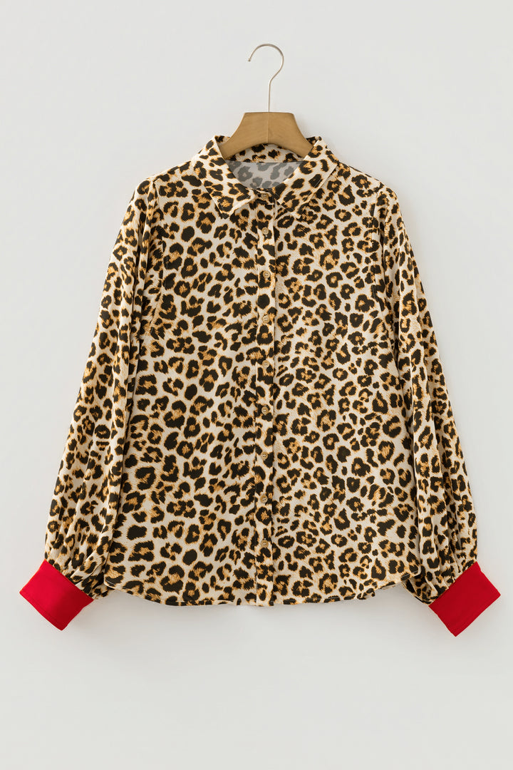 Khaki Contrast Edge Leopard Shirt