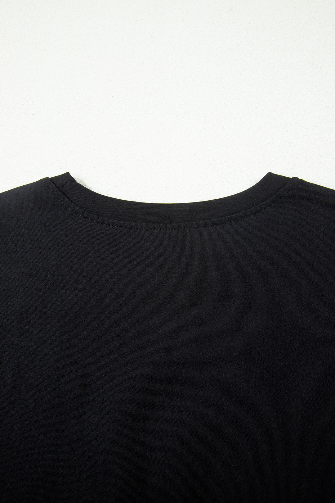 Black Leopard Bow Embroidered Cotton Round Neck T Shirt