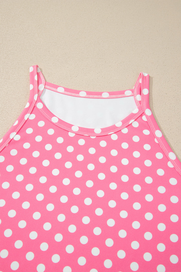Polka Dot Print Slim Tank Loose Pants 2pcs Outfit