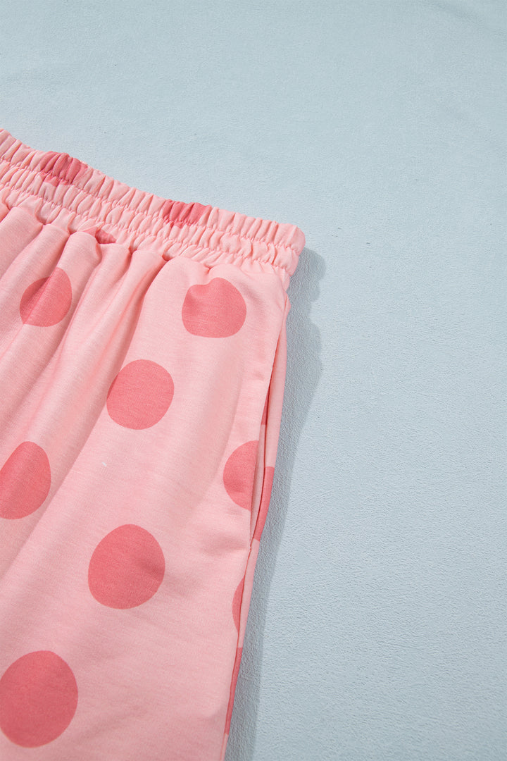 Polka Dot Short Sleeve Top Casual Skort 2pcs Outfit
