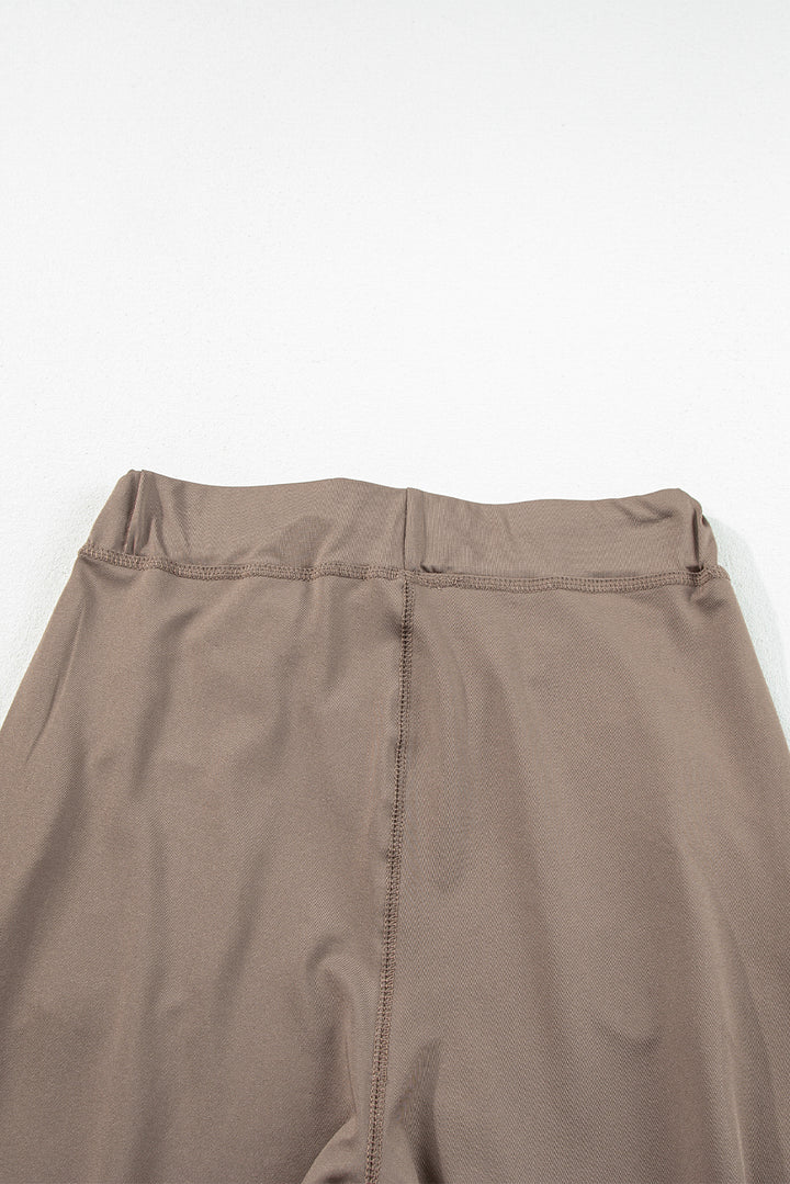 Dark Brown Drawstring Waist Pocketed Joggers