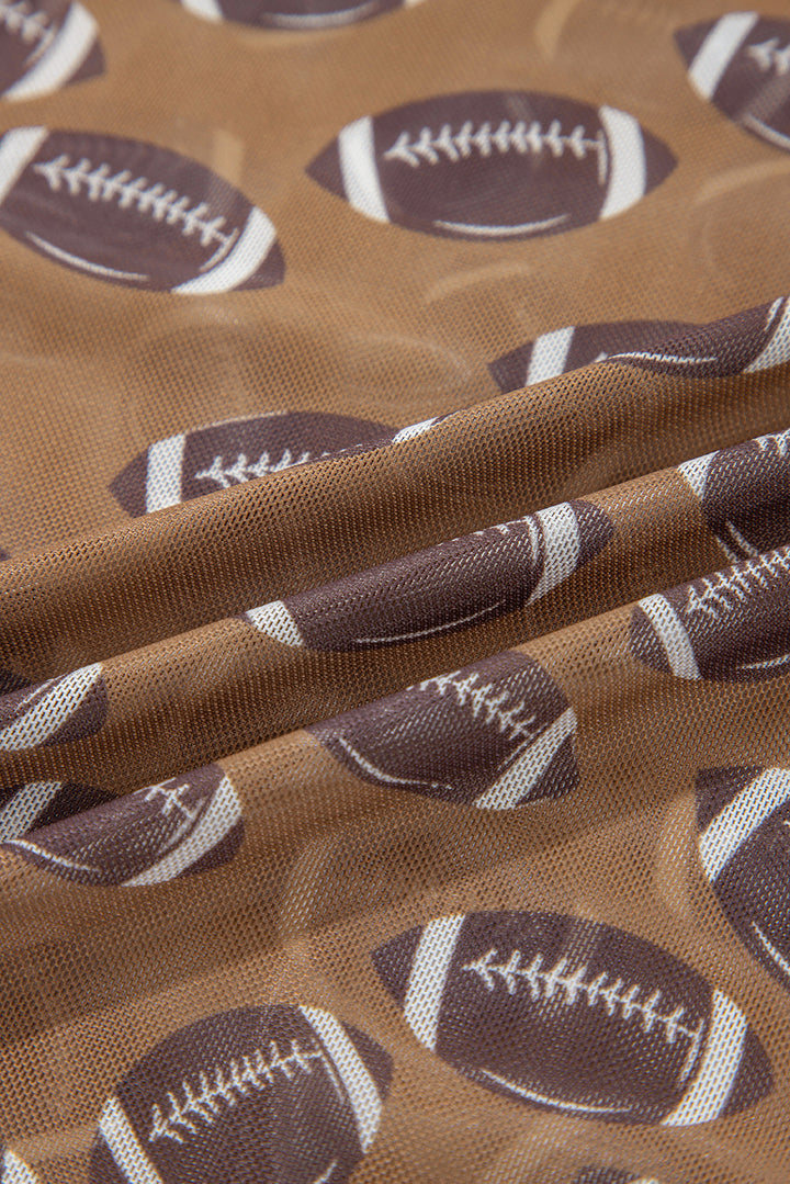 Game Day football Mesh Sheer Long Sleeve Top