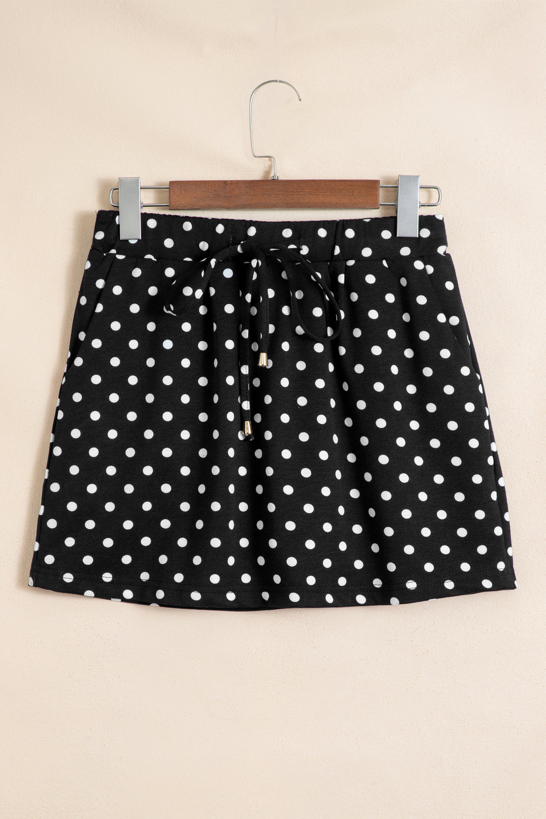 Polka Dot Drawstring Casual Mini Skort