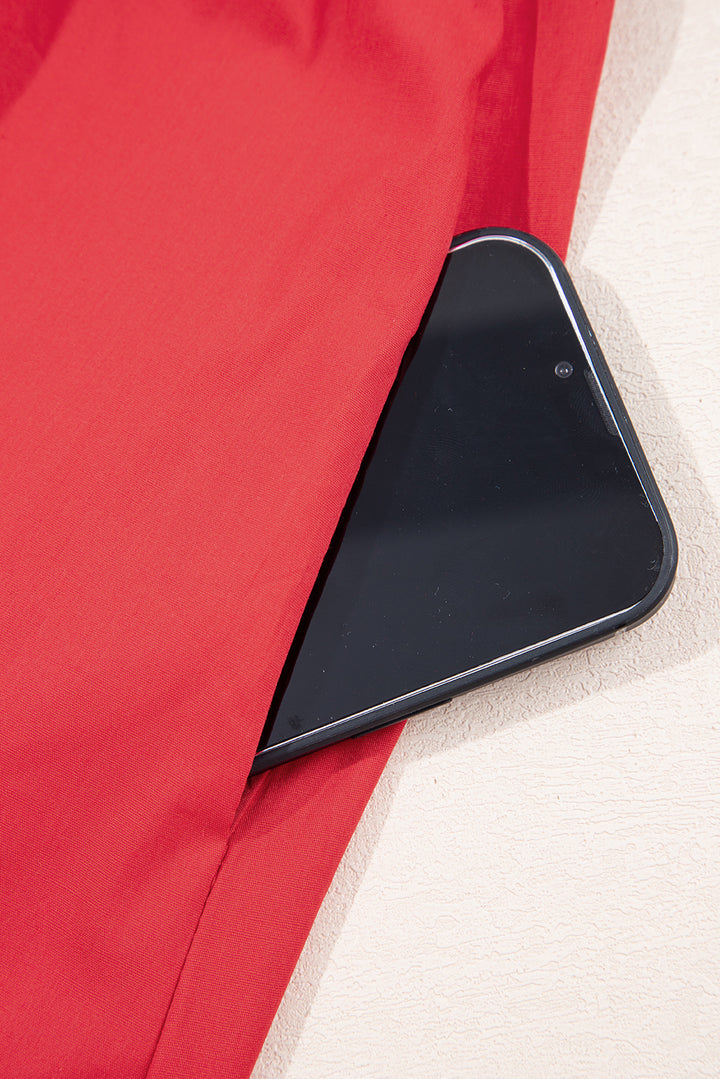 V Neck Flutter Sleeve Smocked Bodice High Waist Ruffle Maxi Dress