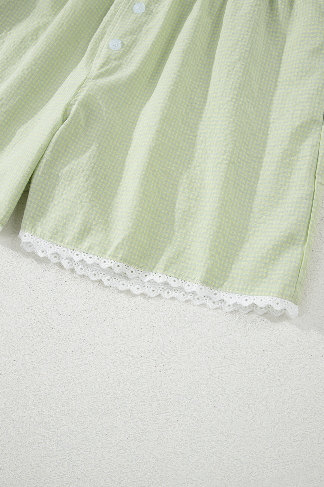 Gingham Plaid Button Detail Lace Trim Boxer Shorts