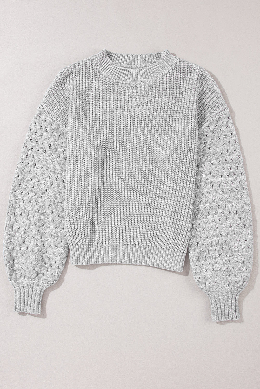 Sea Green Cable Knit Sleeve Drop Shoulder Sweater