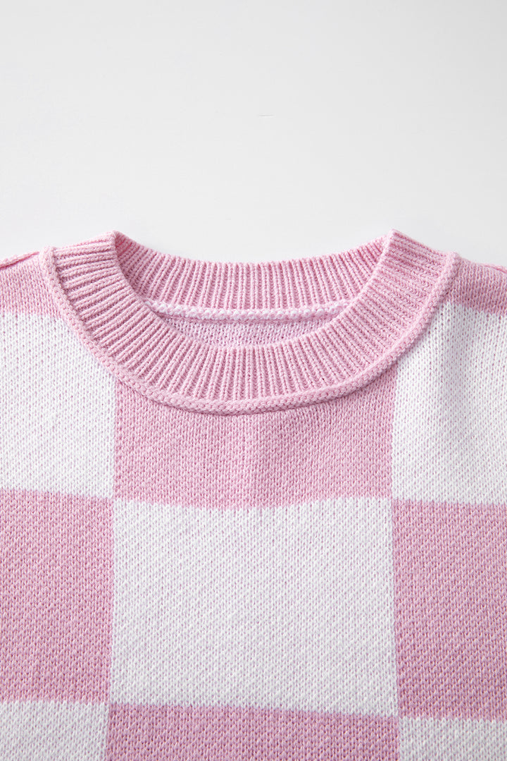 Checkered Bishop Sleeve Sweater