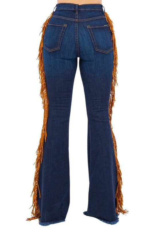 Fringe Bell Bottom in Dark Wash- 30 Inseam